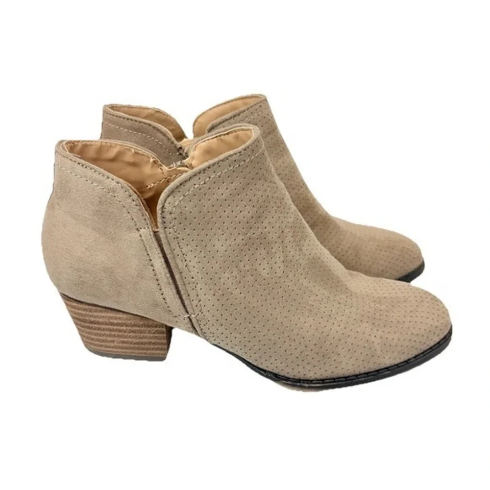 LifeStride Blake Women's Size 7.5M Brown Bootie Side Zip Stacked Heel Ankle Boot